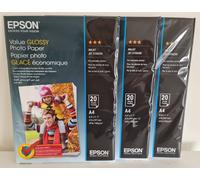 NEW Original Epson Value A4 Glossy Photo Paper 183gsm - 60 Sheets (3 X 20 Packs)