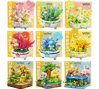 New Original Pokemon Anime Figure Model Pikachu Sylveon Togepi Building Block Toys Home Decoration Plant Potted Flower Brick Toy With Box Pikachu