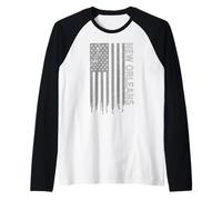 New Orleans American Flag Patriotic USA City New Orleans Raglan Baseball Tee
