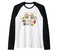 New Orleans Boarding Travel Pass Art Design Raglan Baseball Tee