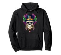 New Orleans Carnival Costume Mardi Gras Skull Top Hat Voodoo Pullover Hoodie