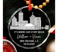 New Orleans Christmas Pendant With Ribbon Keepsake Glass Noel Xmas Tree Hanging