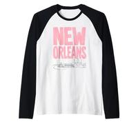 New Orleans Dopamine Aesthetic City Line Design Raglan Baseball Tee