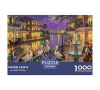 New Orleans French Quarter Mardi Gras Wooden Jigsaw Puzzle Waterproof 1000 Piece Puzzles for Adults Gifts Challenging And Brainteasing Home Decoration