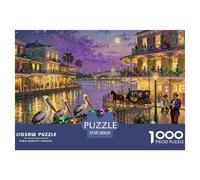 New Orleans French Quarter Mardi Gras Wooden Jigsaw Puzzle Waterproof 1000 Piece Puzzles for Adults Gifts Fun Educational Games