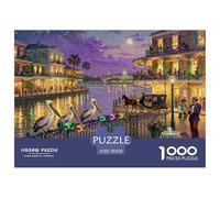 New Orleans French Quarter Mardi Gras Wooden Jigsaw Puzzle Waterproof 1000 Piece Puzzles for Adults Gifts Impossible Home Decoration