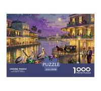 New Orleans French Quarter Mardi Gras Wooden Jigsaw Puzzle Waterproof 1000 Piece Puzzles for Adults Fun Challenging Games