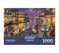 New Orleans French Quarter Mardi Gras Wooden Jigsaw Puzzle Waterproof 1000 Piece Puzzles for Adults Gifts Fun Educational Games