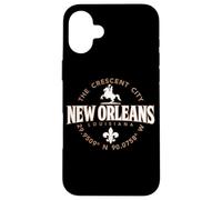 New Orleans Louisiana The Crescent City Coordinates Label Case for iPhone 16 Plus
