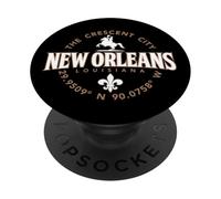 New Orleans Louisiana The Crescent City Coordinates Label PopSockets Adhesive PopGrip