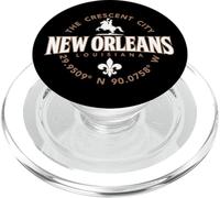 New Orleans Louisiana The Crescent City Coordinates Label PopSockets PopGrip for MagSafe