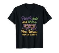 New Orleans Mardi Gras Pride Mask Beads Jazz Script T-Shirt