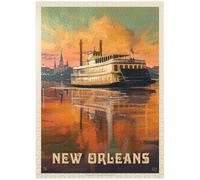 New Orleans: Riverboat, Vintage Poster - Premium 1000 Piece Jigsaw Puzzle for Adults