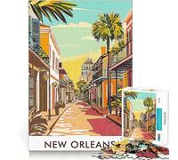 New Orleans Street Scene 1000 Adult Pieces Jigsaw Puzzle Brain Teaser Calm Escape Pattern Assembly Santa Wish Gift (38x26cm)