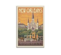 New Orleans USA Retro Illustration Church Carriage Urban Landscape Decorative Painting Canvas Wall Posters And Modern Family Bedroom Decor 08x12inch(20x30cm)