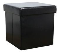 New Ottoman Foldaway Storage Blanket Toy Box Faux Leather Black 38x38cms
