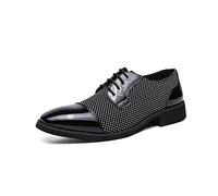 New Oxford Formal Shoes for Men Lace Up Two Tone Patchwork Cap Toe Vegan Leather Non Slip Low Top Block Heel Anti-Slip Classic (Color : White Black, Size : 9.5 UK)
