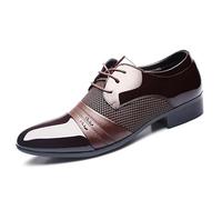 New Oxford Shoes for Men Lace Up PU Leather Cap Toe Patchwork Derby Shoes Rubber Sole Anti-Slip Low Top Non Slip Classic (Color : Darkbrown, Size : 10.5 UK)