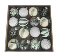 New Pack of 16 Mistletoe Cottage Baubles, Give Your Christmas Tree With A Quaint, Cottage Inspired Feel this Winter By Decorating,A Textured Details to Bring Further Depth and Dimension - Green