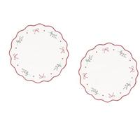New Pack of 2 Scalloped Edge Embroidered Placemats, Showcases Bows & Festive Foliage, Complements Various Table Settings, Great for Casual & Special Occasions, Add A Delicate Touch to Your Home- White