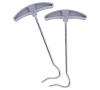 NEW - PACK OF 2 x TENT PEG PULLERS/REMOVERS/EXTRACTORS - QUICK/EASY/NO HASSLE/NO FUSS - STEEL HOOK WITH PLASTIC HANDLE