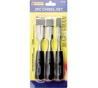 New Pack Of 3 Chisel Set Diy Wood Carpentry Tool Plastic Handle Grip Drop Forged New