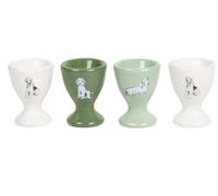 New Pack of 4 Egg Cups with Green and White Colourway, Elevate Your Breakfast Table, Designed for Holding Soft Or Hard Boiled Eggs, Ideal for Adding Interest to Your Everyday Morning Routine.
