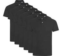 New Pack of 4 Mens Polo Shirt Short Sleeve Plain Pique Top Designer Tshirt Tee, Black - Pack of 6, M