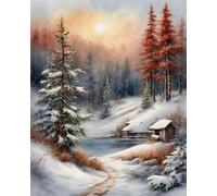 New Paint by Numbers for Adults Winter,Snow Scene DIY Digital Painting by Numbers Kits On Canvas- Wall Art Artwork Landscape 40x50cm