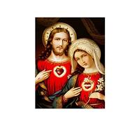 New Paint by Numbers Oil for Adults Children - Sacred Heart of Jesus Virgin Mary - DIY Oil Painting by Numbers Kits Decoration Gift