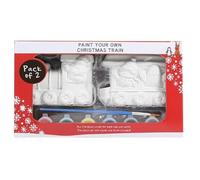 New Paint Your Own Ceramic Christmas Train, Coming with Paint and A Brush, Two Trains, Do it As A Bonding Activity, Fun Festive Craft for Children and Adults Alike.