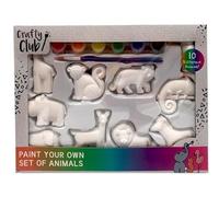 New Paint Your Own Plaster Figures Set with 10 Plaster Figures to Paint with Bright and Colourful Paint Pots Included, Get Creative and Have Some Fun, Perfect for Kids - Animals