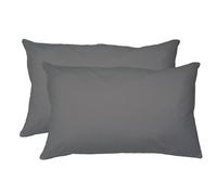 NEW PAIR of PLAIN PILLOWCASES Poly Cotton Luxury Bedroom - 2 x Pillow Case (2 x Pillow Case Standard Size, CHARCOAL)
