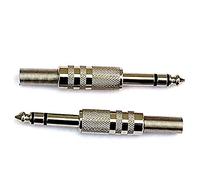 NEW PAIR OF STEREO 1/4 INCH 6.35MM JACK PLUG X 2 METAL AUDIO PLUGS