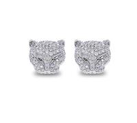 New Panther Head Earrings for Men & Women - Micro-Pave Cubic Zirconia Studs, Edgy Hip-Hop Luxury Unisex Jewelry, Stainless Steel Cartilage Earrings, Punk Streetwear Gifts ER92