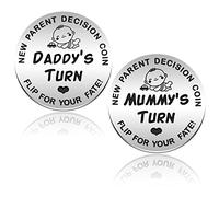 New Parent Decision Coin,Engraved Stainless Steel Interesting Flip Coin for Decision Making,Novelty Gift for New Mum Dad,Newborn Baby Gifts,Mother's Day Gifts,Anniversary,Stainless Steel (Silver)