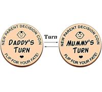 New Parent Decision Coin,Gifts for Mum Dad,Newborn Baby Gifts,Flip Coin Decision,Mother's Day,Novelty Gift,for Father and Pregnant Mother,Stainless Steel(Rose Gold)