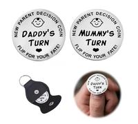 New Parent Decision Coin,Stainless Steel Flip Coin,Newborn Baby Gift | for New Parents, Commemorative Co-ins for Baby Shower, Funny Flip Co-ins, Two-Sided Design (Silver)