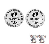 New Parent Decision Turn Coin First Time Pregnant Mom to Be and Dad Couple Funny Baby Shower Daddy Christmas Expecting Pregnancy Newborn After Birth Gift Idea Cool Boy Mommy Women Mama Present Flip 7