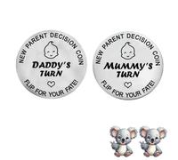 New Parent Decision Turn Coin First Time Pregnant Mom to Be and Dad Couple Funny Baby Shower Daddy Christmas Expecting Pregnancy Newborn After Birth Gift Idea Cool Boy Mommy Women Mama Present Flip 8