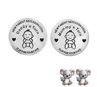 New Parent Decision Turn Coin First Time Pregnant Mom To Be And Dad Couple Funny Baby Shower Daddy Christmas Expecting Pregnancy Newborn After Birth Gift Idea Cool Boy Mommy Women Mama Present Flip 14