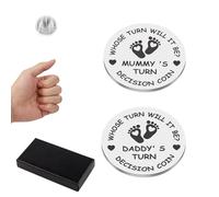 New Parents Decision Coin - Double-Sided Flip Coin for Daddy’s/Mummy’s Turn Baby Gift for First-Time Parents, New Dad Mom