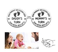 New Parents Decision Turn Coin, Gifts for New Mum Dad, Funny Cute Double Side 1.18 inch Decide Maker, Flip Coin Decision, Gift for New Baby Newborn Daddy Mum, Whose Turn Will it Be? (Silver)