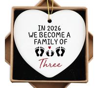 New Parents Gifts for Couples in 2026 We Become a Family of Three Christmas Ornament 2026 Pregnancy Announcement for Husband Grandparents Baby Announcements Ideas Babys First Christmas Ornament 2026