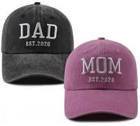 New Parents Gifts for Couples Women Men, 2PCS EST 2026 Mom and Dad Hats