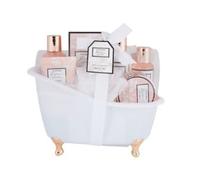 NEW Parisian Garden Bath Gift Set - WHITE-Perfect For Gifting Or Self-Care Rituals-Lovely Rose And Cashmere Scent-Housed in a Plastic Bathtub- Includes Shower Gel, Body Lotion, Body Scrub Tube-R01