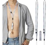 New Patented Peritoneal Dialysis Transfer Set Catheter Holder Accessories for Baxter. PD Secure Shower Support for Men Women w/ 2 PCS Adjustable Neck Lanyard with Breakaway Feature for Safety (Gray)