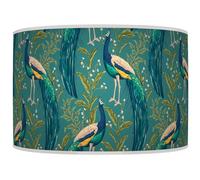 New Peacock Lampshade Teal Blue Turquoise Green Ceiling Light Drum Lamp Shade Handmade Floor Table or Ceiling Pendant Light Shade dz239 (Turquoise Green, 25cm(10"))