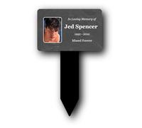 NEW Personalised Memorial plaque with stake - add your photo and text, outdoor grave marker (Regular Slate)