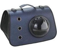 New Pet Bag Foldable Cat Carrier Backpack - Cute Cartoon Design with Airflow Vents & Shoulder Strap Interface, Pet Travel Bag for Cats Portable Commuting safety(Color:Dark blue breathable)